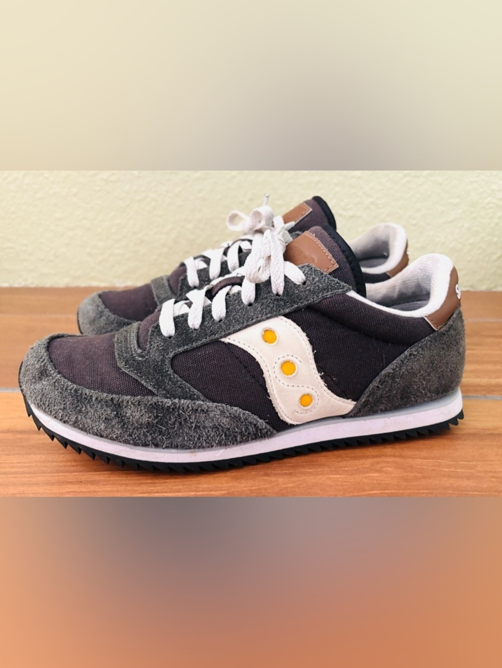 Saucony Jazz Original Grey White Brown Gum Suede Nylon- Men's Size: US 8.5